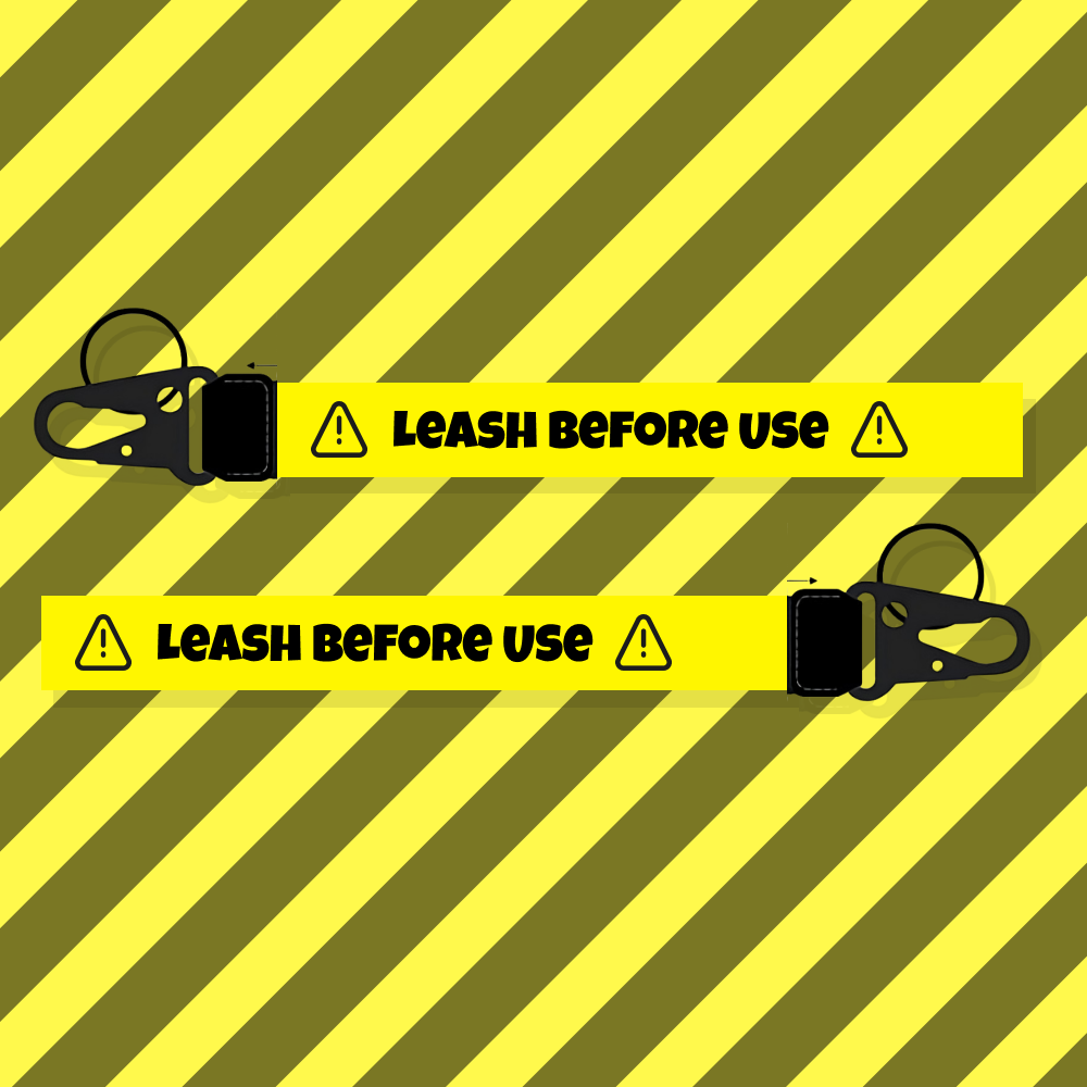 LEASH BEFORE USE Lanyard Yellow