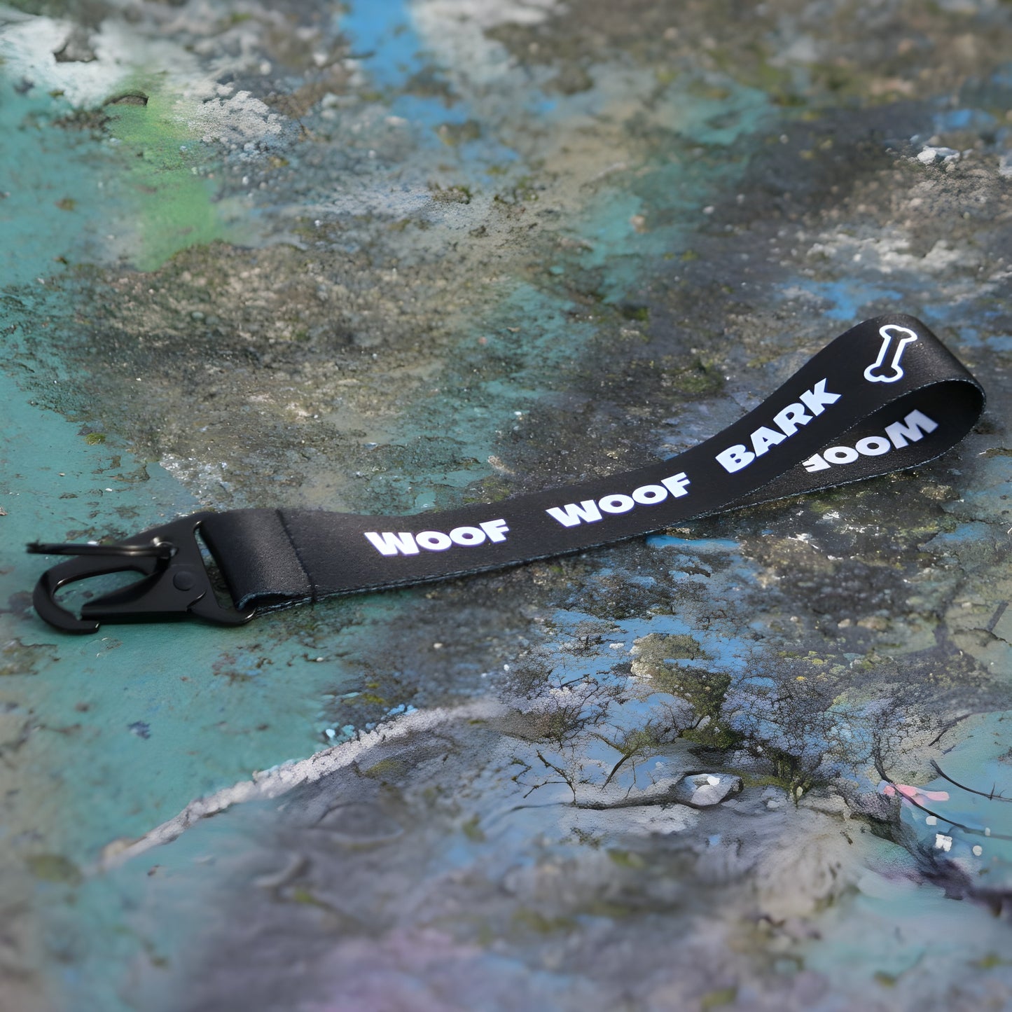 WOOF WOOF BARK! Lanyard Black