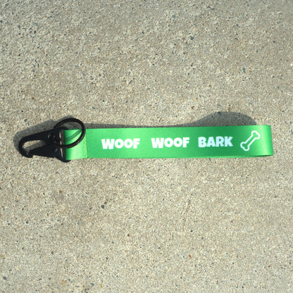 WOOF WOOF BARK! Lanyard Green