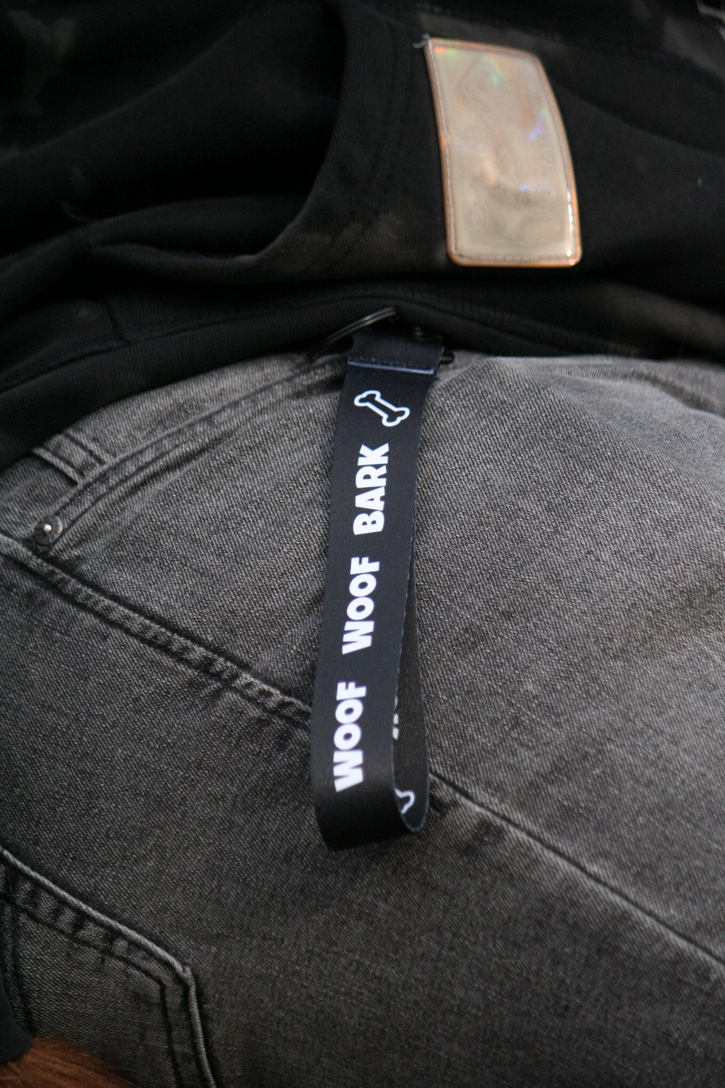 WOOF WOOF BARK! Lanyard Black